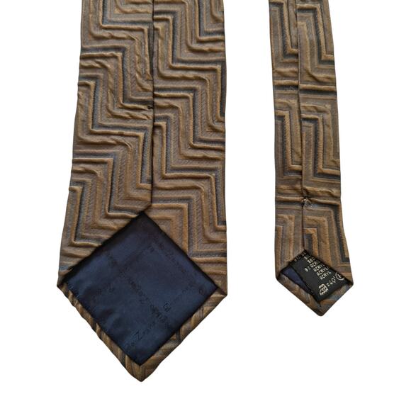 Ermenegildo Zegna Tie Necktie Textured Geometric Metallic Color Shift Bronze - Picture 7 of 9